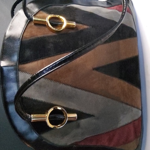 70's Lou Taylor Patchwork Shoulder Bag Made In Italy - Picture 3 of 8